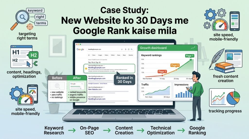 Case Study: New Website ko 30 Days me Google Rank kaise mila